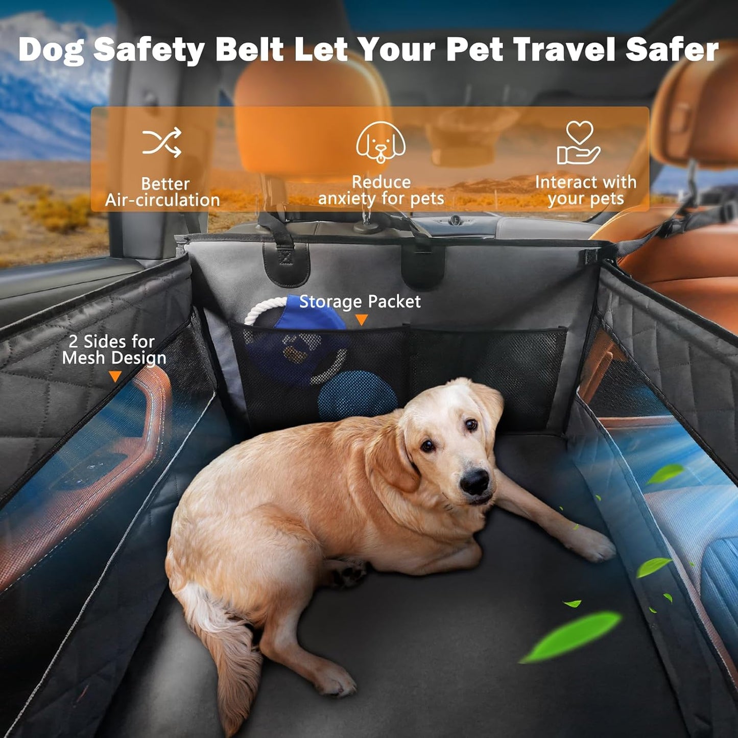 Dog Car Seat for Large Medium Dogs, Back Seat Extender for Pets, Waterproof Pet Carseat for Medium Sized Dog, Hammock for Pet, with Storage Pocket for Cars/Suv/Truck(L-28 * 22 * 20.5In)