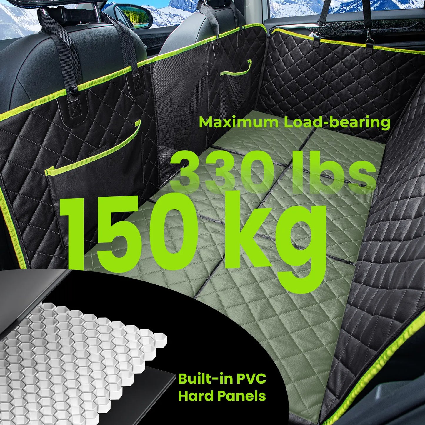 Pecute Dog Car Seat Cover - Waterproof Dog Backseat Hammock with Mesh Window & Storage Pocket, 600D Non-Slip for Car/Truck, Easy to Install Washable,Summervibes,Petlovers,Summervibes