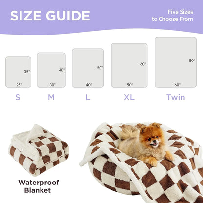 Lesure Waterproof Pet Blanket for Dogs & Cats -Sided Jacquard Shag & Sherpa Fleece Blanket for Pets and Humans, 3D Textured Cloud Pattern, Machine Washable, Durable & Portable, Soft Couch Protector