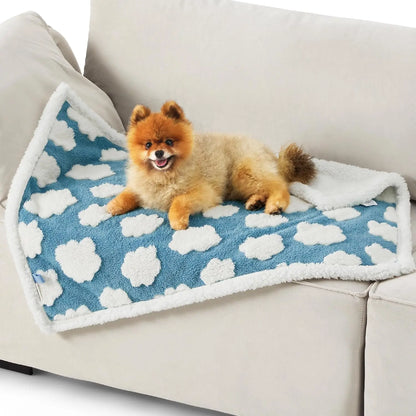 Lesure Waterproof Pet Blanket for Dogs & Cats -Sided Jacquard Shag & Sherpa Fleece Blanket for Pets and Humans, 3D Textured Cloud Pattern, Machine Washable, Durable & Portable, Soft Couch Protector