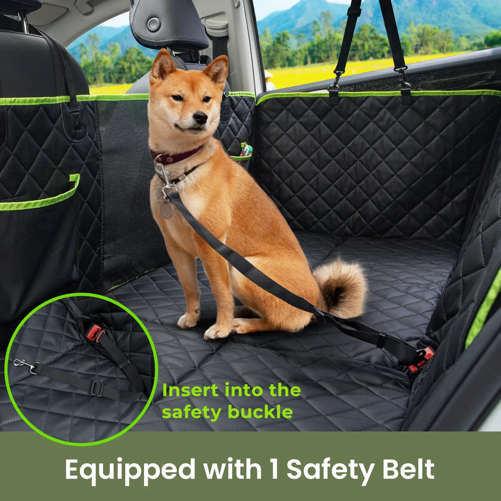 Pecute Dog Car Seat Cover - Waterproof Dog Backseat Hammock with Mesh Window & Storage Pocket, 600D Non-Slip for Car/Truck, Easy to Install Washable,Summervibes,Petlovers,Summervibes