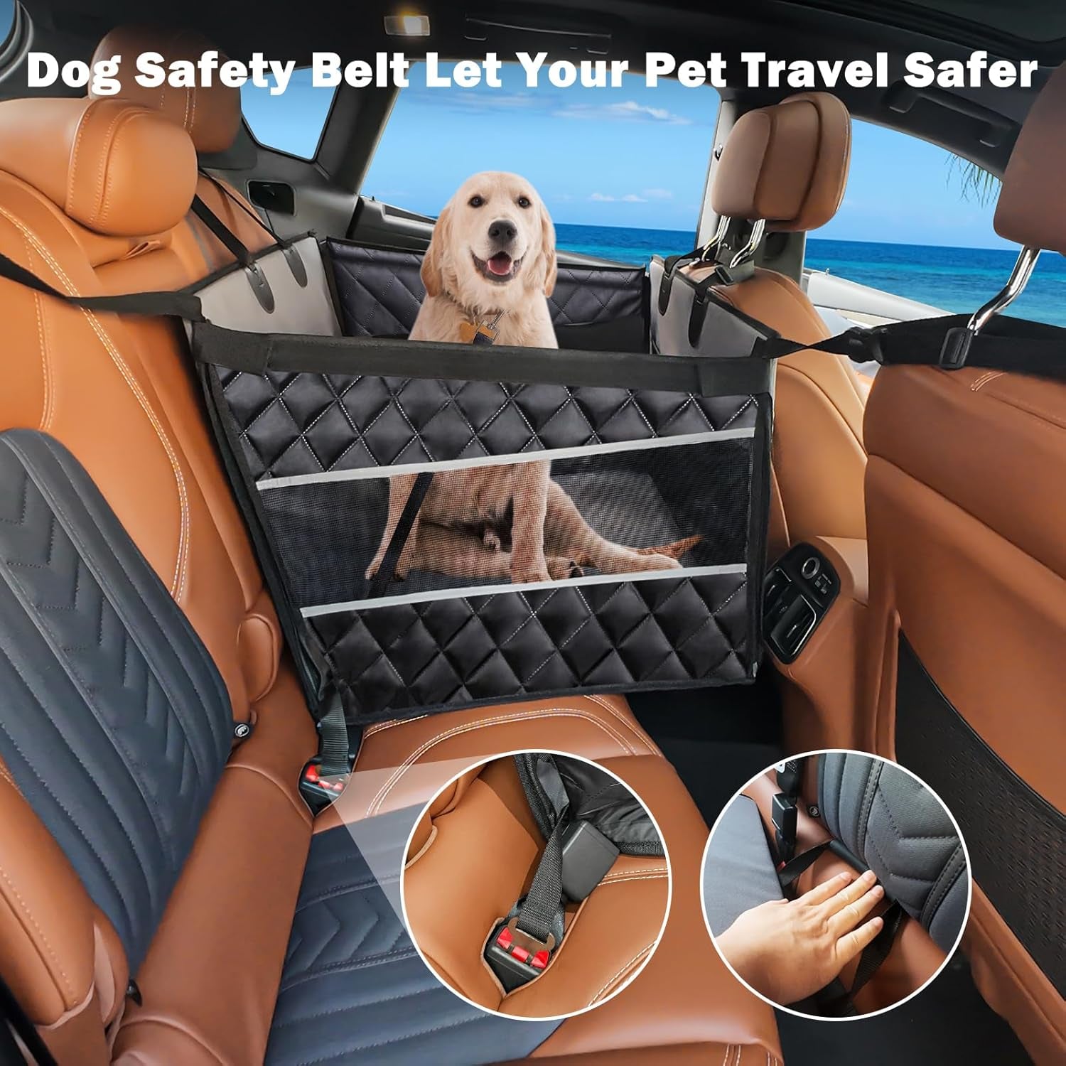 Dog Car Seat for Large Medium Dogs, Back Seat Extender for Pets, Waterproof Pet Carseat for Medium Sized Dog, Hammock for Pet, with Storage Pocket for Cars/Suv/Truck(L-28 * 22 * 20.5In)