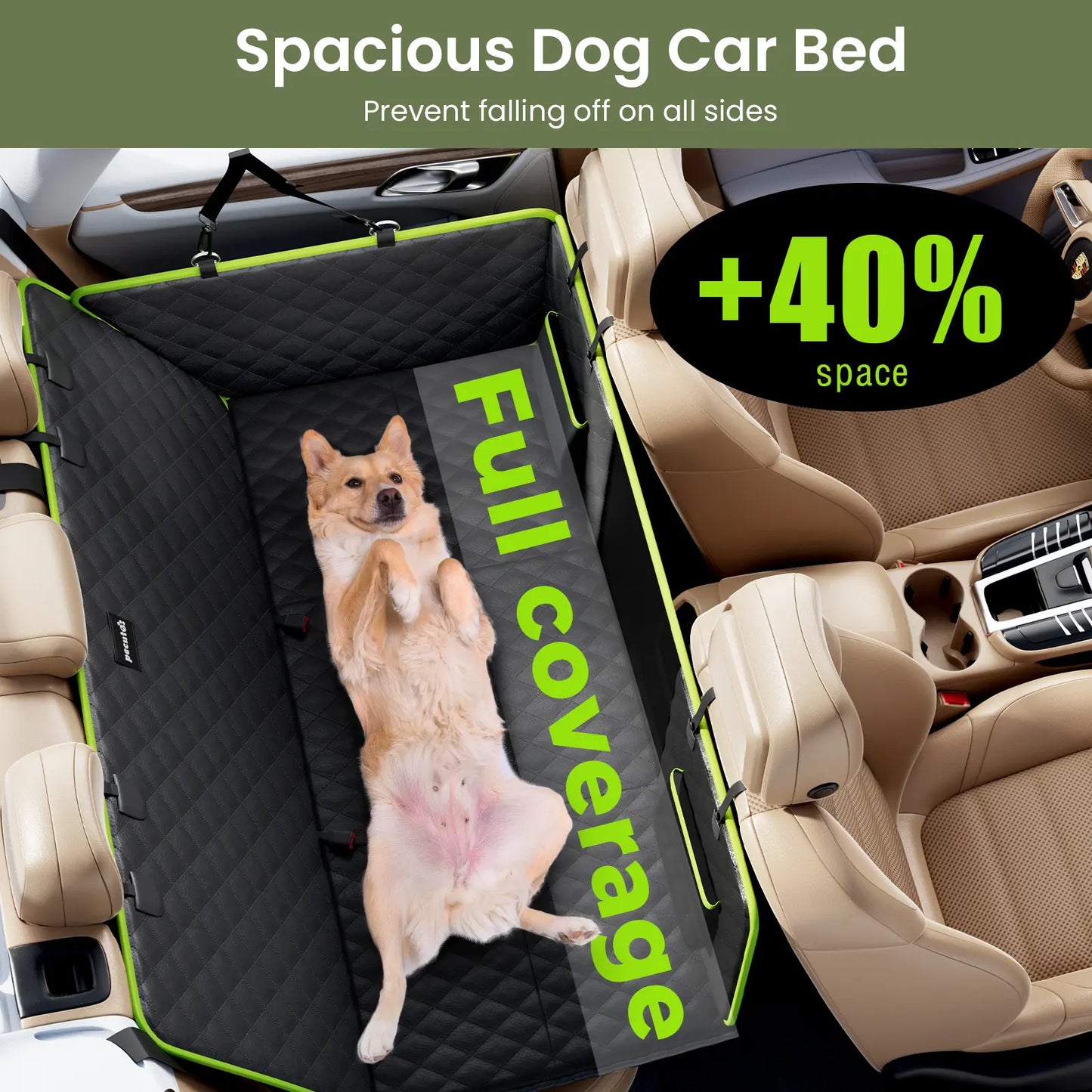 Pecute Dog Car Seat Cover - Waterproof Dog Backseat Hammock with Mesh Window & Storage Pocket, 600D Non-Slip for Car/Truck, Easy to Install Washable,Summervibes,Petlovers,Summervibes