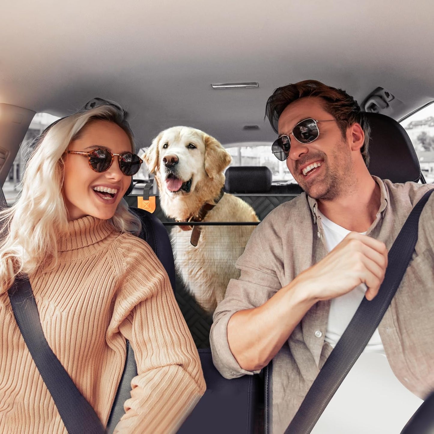 Dog Car Seat Cover for Back Seat, Hard Bottom Back Seat Extender, Back Seat Pet Cover for Dogs - Supports 400Lbs, Waterproof Heavy Duty Scratch Dog Hammock for Compact Cars/Suvs, 51In